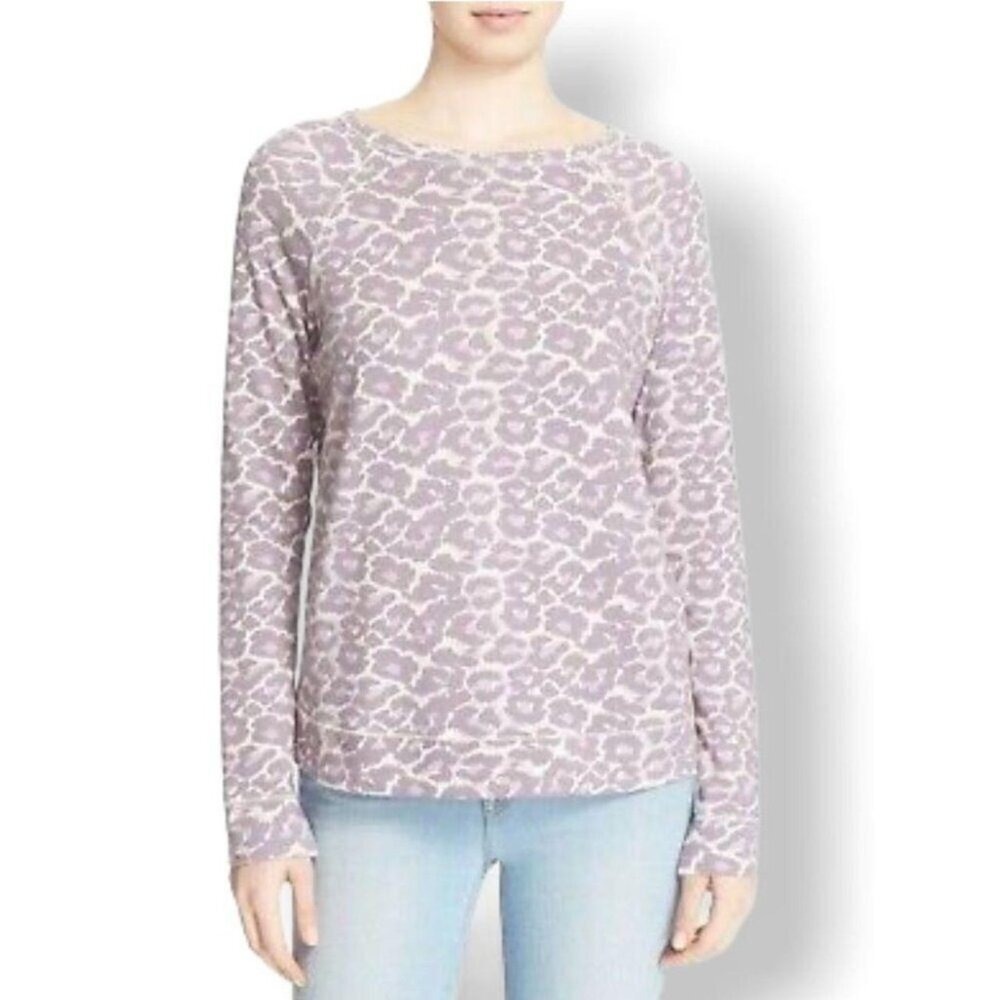 Soft Joie Comfortable Purple leopard Crewneck Sweater XS